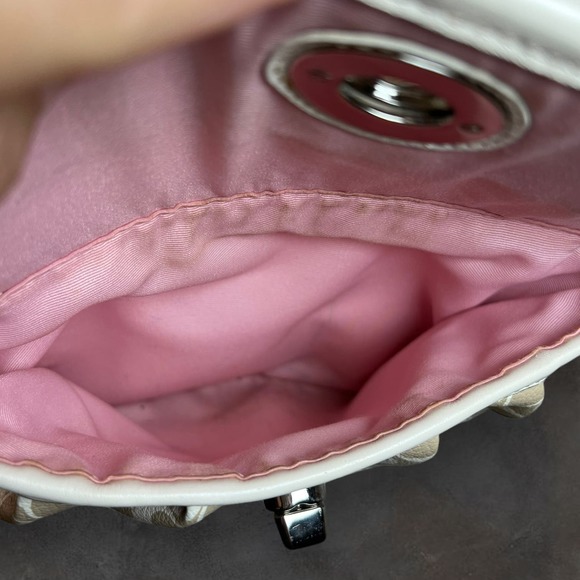 Coach Signature Leah Large Shoulder‎ Tote Bag Khaki White 15135 Handbag Purse - Picture 5 of 11